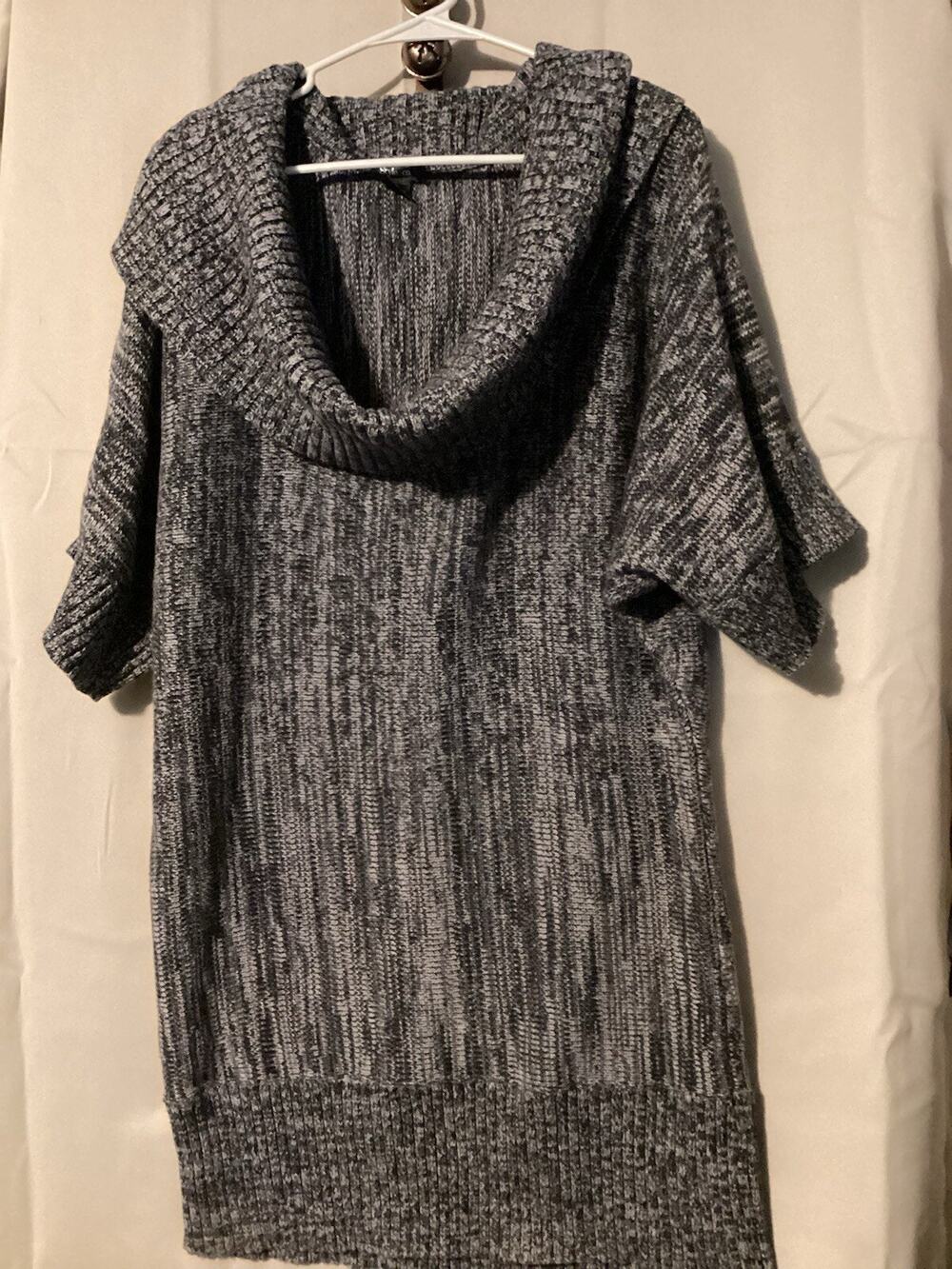 Women’s Style &Co. Woven Sweater Dress Cowl Neck Size XL Flared Sleeves Gray